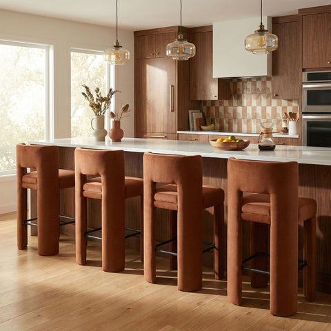 Zuno - Velvet Performance Fabric Upholstered Bar Stool (Set of 2)