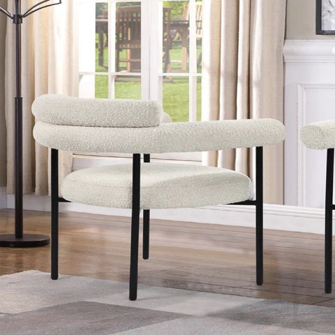 Kitchen Dining Chair With Armrest (Set of 2) - Black / Cream