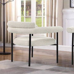 Kitchen Dining Chair With Armrest (Set of 2) - Black / Cream