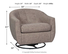 Upshur - Swivel Glider Accent Chair - Taupe