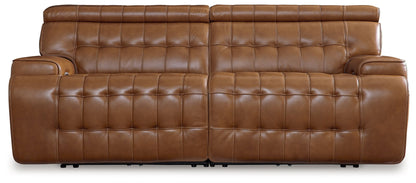 Temmpton - 2-Piece Power Reclining Sectional Loveseat - Chocolate
