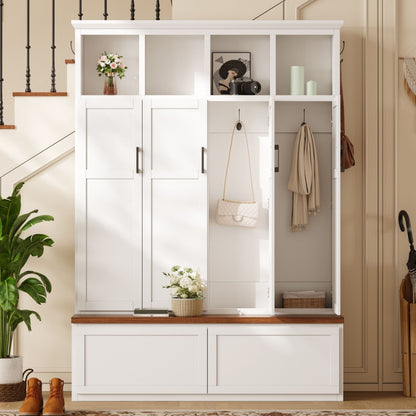 Hall Tree With 4 Hidden Cabinets