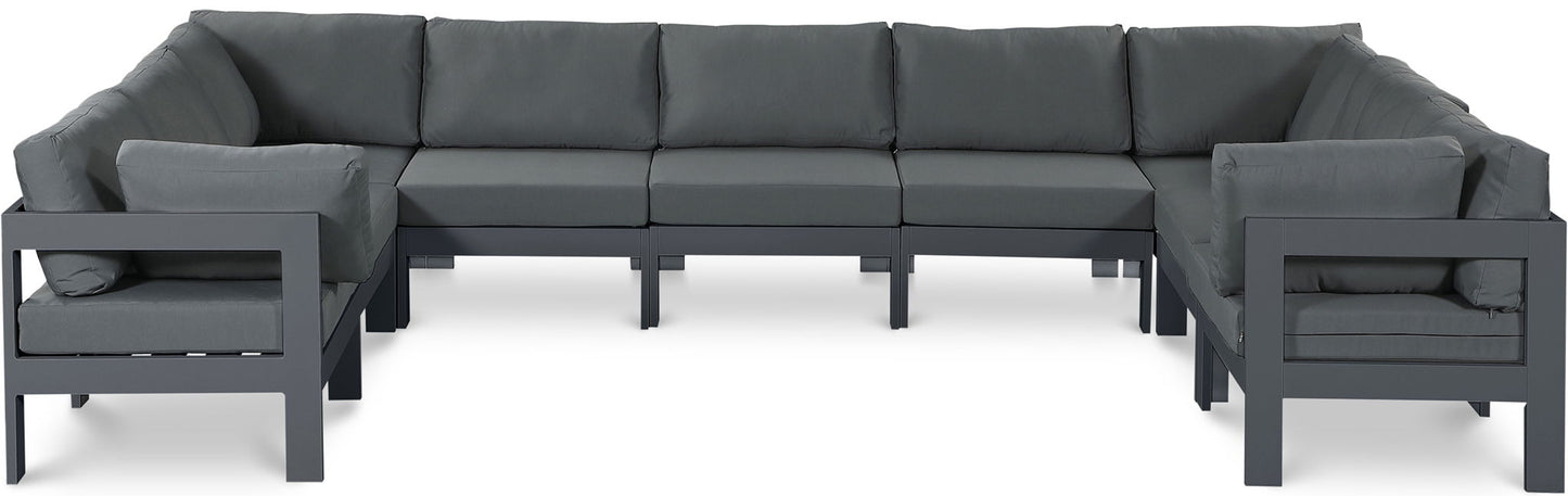 Nizuc - Outdoor Patio 9 Piece Modular Sectional With Gray Frame