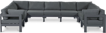 Nizuc - Outdoor Patio 9 Piece Modular Sectional With Gray Frame