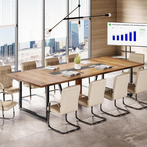 Conference Table For 8 - 10 People With Cable Management - Brown / Black