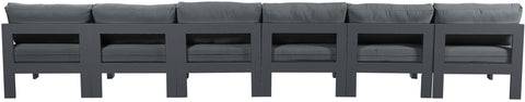 Nizuc - Outdoor Patio 6 Seat Armless Modular Sofa With Gray Frame