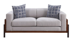 Pelton - Loveseat With 2 Pillows - Fabric & Walnut