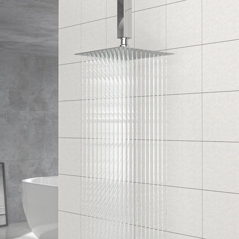 8" Square Rain Shower Head, Ceiling / Wall Mount Stainless Steel Bath Fixture