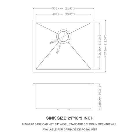 Modern Undermount Stainless Steel Kitchen Sink 16 Gauge, Deep Single Bowl