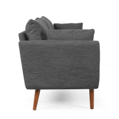 Diaphanous - Upholstered 3 Seater Sofa With 2 Accent Pillows And Wood Legs