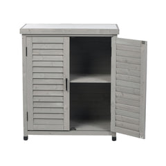 Potting Bench With Storage Cabinet And Metal Table Top For Outdoor