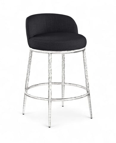 Ferro - Upholstered Counter Stool With Brushed Silver Base