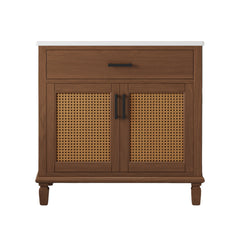 Bathroom Vanity With Ceramic Sink, Modern Free Standing Cabinet With Soft Close Drawers