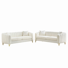 Oversized Sofa, 3 And 3 Seater, Tufted Couch For Living Room - Beige