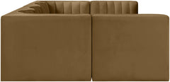 Rummi - Armless Velvet Performance Fabric Upholstered 6 Piece Modular Sectional