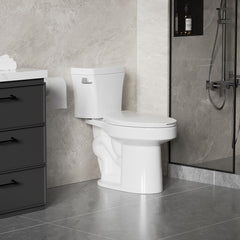 Gloss 2 Piece Toilet With 1.28 Gpf Tornado Flush, Rimless Bowl, Soft Closing Seat - Gloss White
