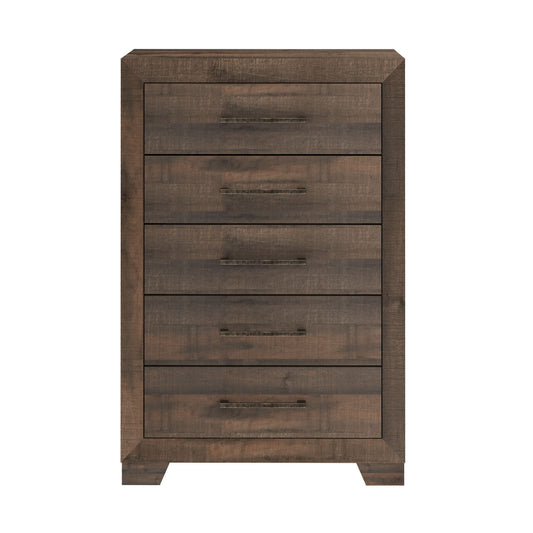 5 Drawer Chest With Casual Style - Brown