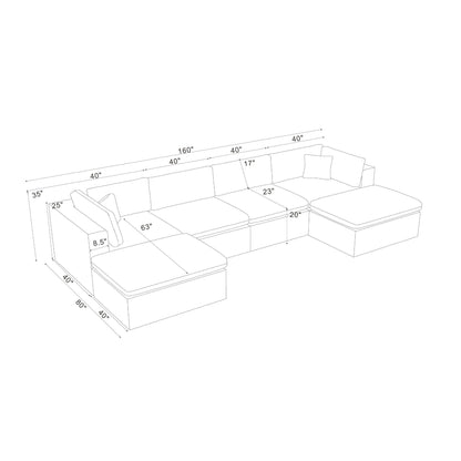 Custom Configuration Modular Sectional With Toss Pillows