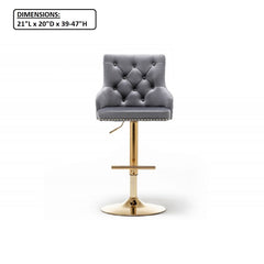 Adjustable Swivel Bar Stool With Nailhead Trim (Set of 2)