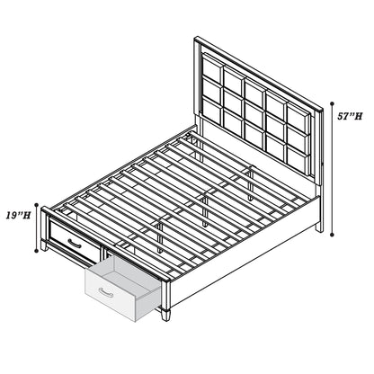 Upholstered Headboard Platform Bed With LED Lighting And Underbed Drawers