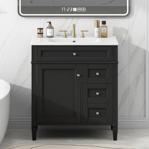 Bathroom Vanity With Top Sink, 2 Drawers & Tip Out Drawer