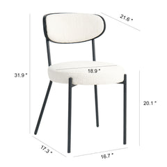 Boucle Modern Kitchen Dining Chair With Bentwood Back (Set of 2)
