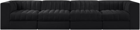 Rummi - Velvet Performance Fabric Upholstered 4 Piece Modular Sofa