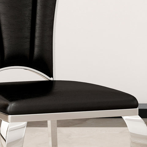 Modern ette Dining Chairs, Unique Backrest Design With Stripe Armless Chair (Set of 2)