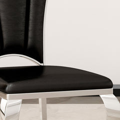 Modern ette Dining Chairs, Unique Backrest Design With Stripe Armless Chair (Set of 2)