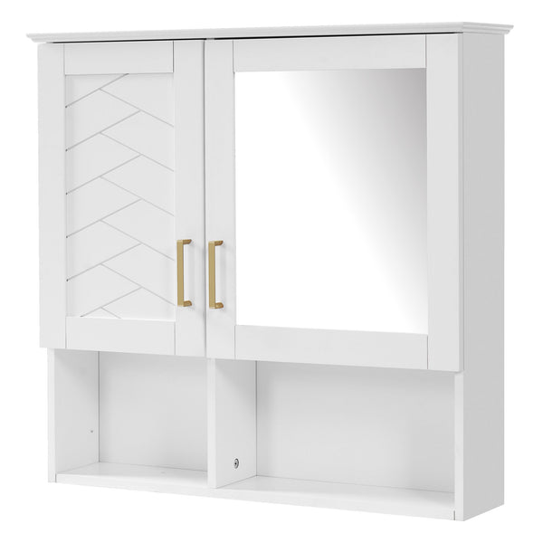 2 In 1 Wall-Mounted Mirror Cabinet With Adjustable Shelves, Soft-Close Doors, High-Definition Mirror & Storage
