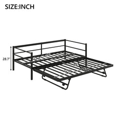 Industrial Metal Daybed With Adjustable Pop Up Trundle And LED Strip