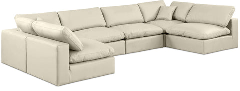 Comfy - 6 Piece Faux Leather Modular Armless Sectional