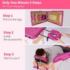 Massage Table Portable Massage Bed Lash Bed With Carrying Case Spa Table Height Adjustable, Salon Bed Face Cradle Bed - Rose