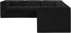 Rummi - Velvet Performance Fabric Upholstered 6 Piece Modular Sectional (With 3 Corner Chairs)