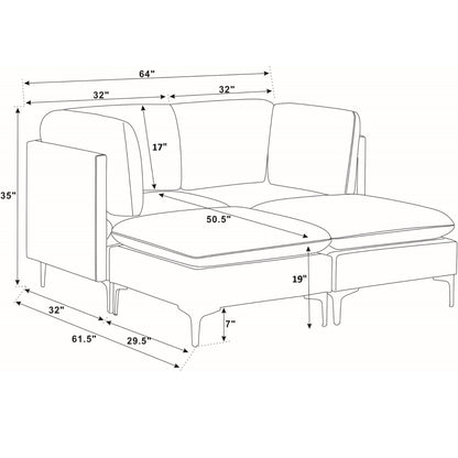 Upholstered Modular Sectional & Tall Legs