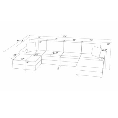 Sectional Sofa With 2 Ottomans And Toss Pillows