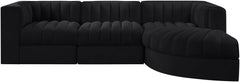 Rummi - Velvet Performance Fabric Upholstered 4 Piece Modular Sectional, With Reverse Corner Chair