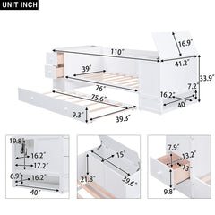 Daybed With Storage Arms, Trundle And Charging Station