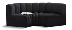 Arc - Velvet 3 Piece Modular U-Shaped Sofa