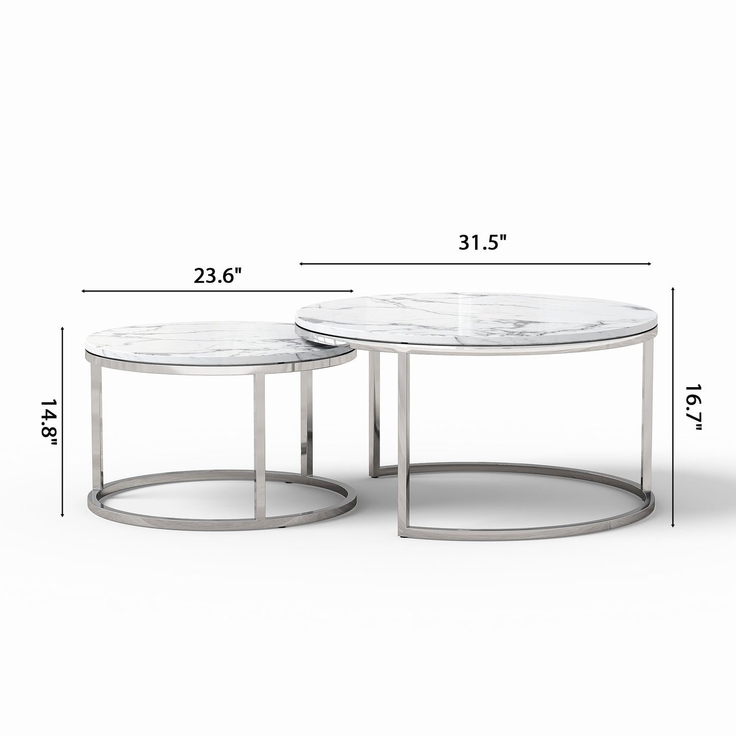 2 Piece Nesting Coffee Table Set For Living Room