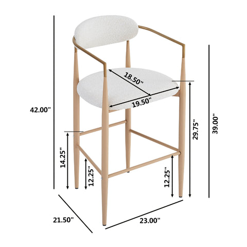 Upholstered Barstools With Back For Kitchen (Set of 2)