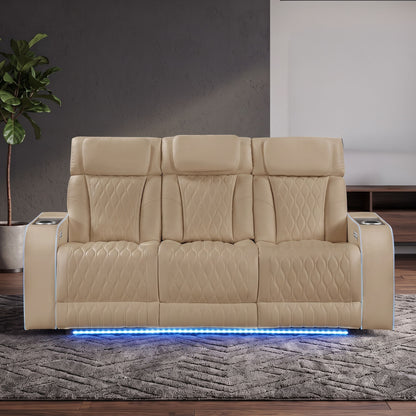Electra - Power Reclining Sofa With Power Headrests, Drop Down Table, Reading Light, Massage, LED Lighting And USB Control