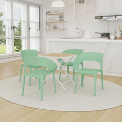 4 Piece Set Of Modern Designed Single Chairs With Folding Square Table