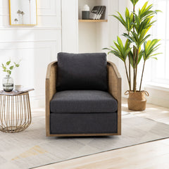 Barrel, Comfy Round Accent Sofa Chair With 360 Degree Swivel, Leisure Arm