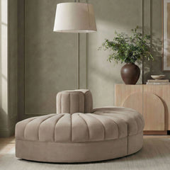 Rummi - Velvet Performance Fabric Upholstered 2 Piece  Rounded Modular Loveseat