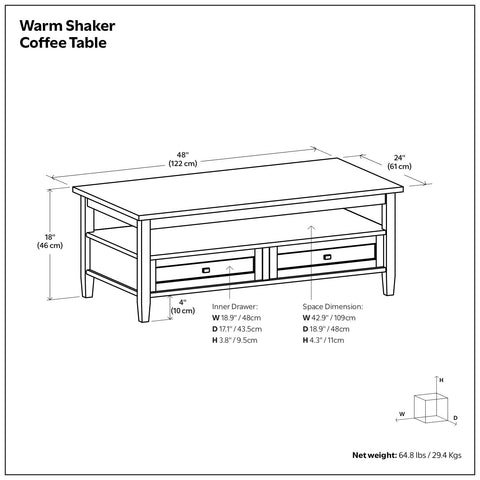 Warm Shaker - Coffee Table With Functional Storage