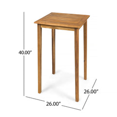 Outdoor Minimalist Acacia Wood Square Bar Table
