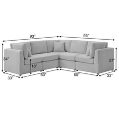 Chauncy - 5 Piece Sectional Shofa - Gray