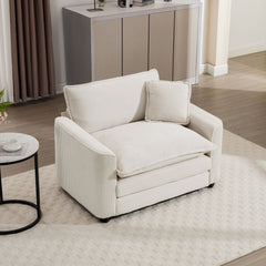 Modern Classic Corduroy Fabric Single Chair Deep Seat Sofa With Pillow