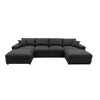 Sectional Sofa With 2 Ottomans And Toss Pillows
